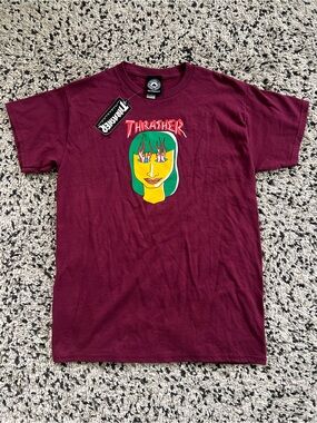 Thrasher Skateboarding Talk Sh*t Mark Gonzalez Art Maroon Tee Shirt Medium